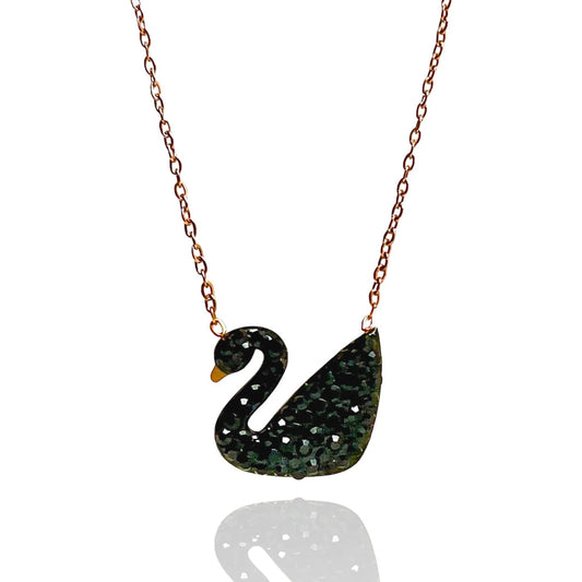Black Swan Necklace in Stainless Steel