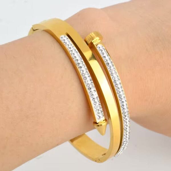 Nail 18k Gold Plated Luxe Bangle - Image 2